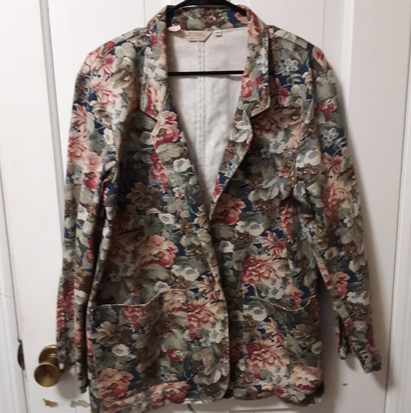 Vintage Floral Denim Blazer by Gotcha Covered Sz.M - Picture 3 of 7